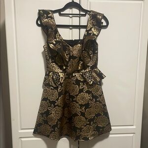Elegant Black and Gold Floral Dress